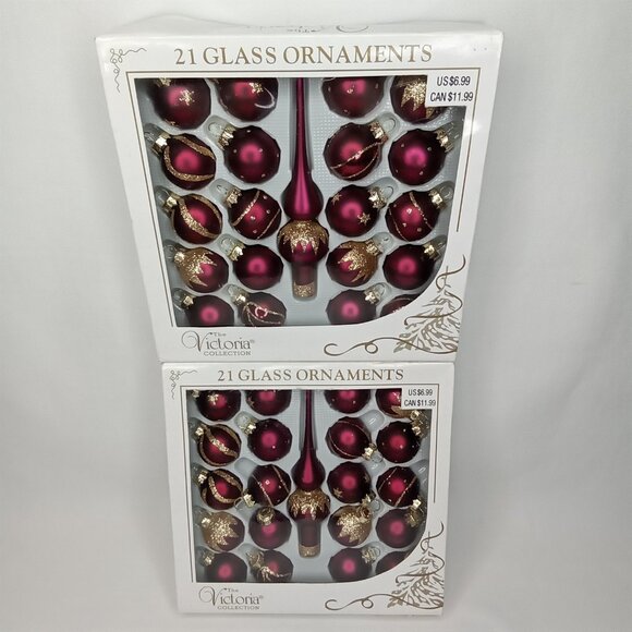 Vintage Christmas Ornament Set Of 40 & 2 Tree Toppers With Box Rauch 1990s - Picture 2 of 11